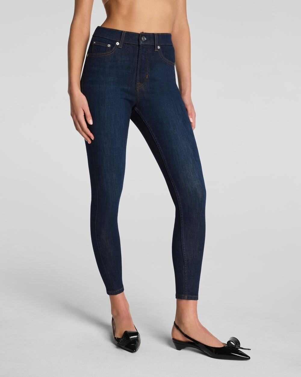 Spanx Sculpt ReDefine Ankle Skinny Jeans, Size 10, Dark Indigo, Cotton Blend